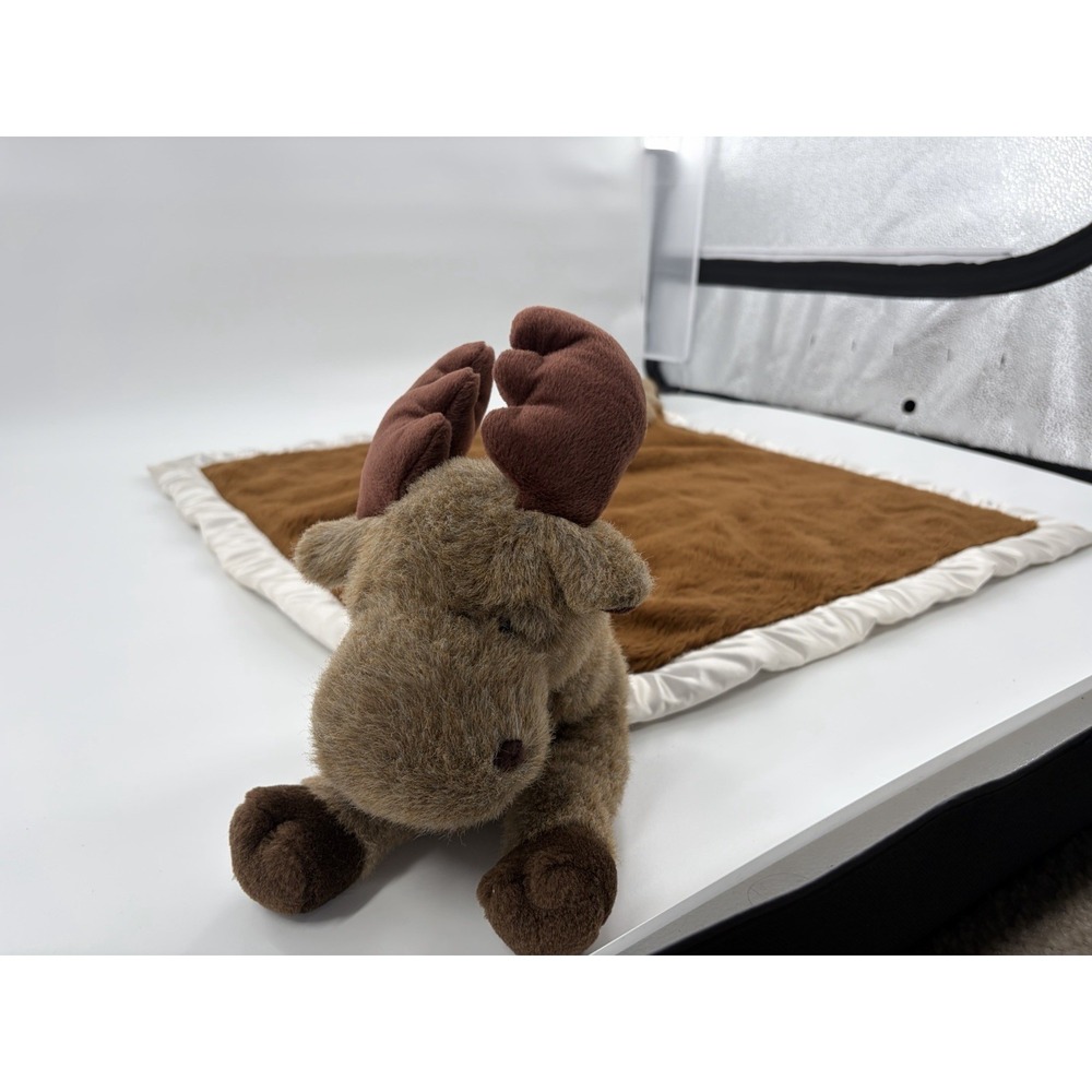 My Banky Chuckie Moose Lovey Security Blanket Lori Turner Satin Trim Plush